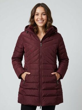 Kenneth Cole Reaction Quilted Hooded Puffer Coat - Winer laarge